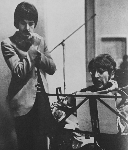 The prime movers of the Beatles new musical direction are composers John and Paul -  they experiment with guitar chords